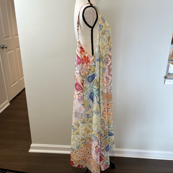 City Chic Zambia Ivory Multicolor Print V-Neck Spaghetti Strap Dress NWT - Picture 5 of 11